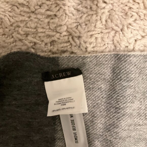 J.Crew plaid cape scarf. Color: Black, Grey, White. 80"H x 27.5"W. Wool/acrylic - Picture 7 of 8